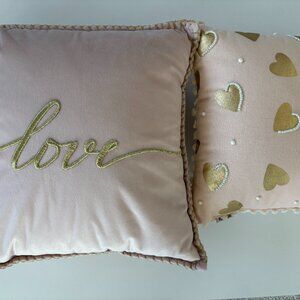 2 love & heart blush pink pillows